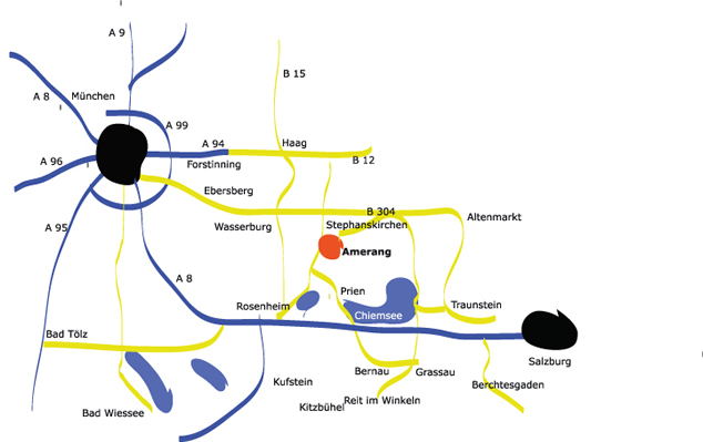 Anfahrtsplan nach Amerang im Chiemgau